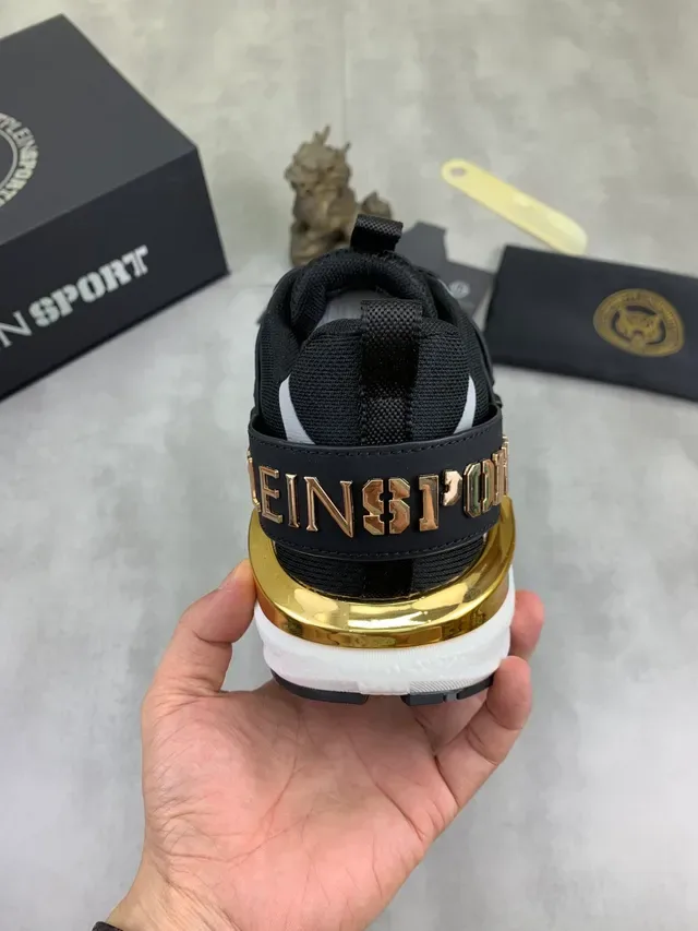 Black and Gold Mesh Upper Sculpted Midsole Lifestyle Sneakers 4