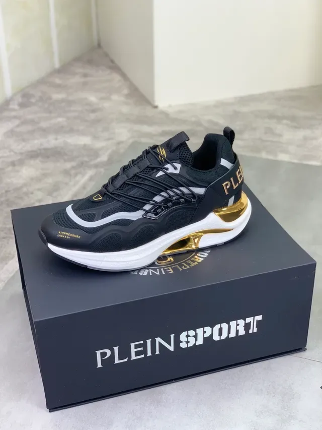Black and Gold Mesh Upper Sculpted Midsole Lifestyle Sneakers 5