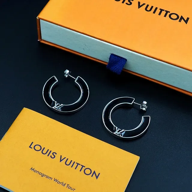 Black and Gold-Tone C-Shaped Hoop Earring 4