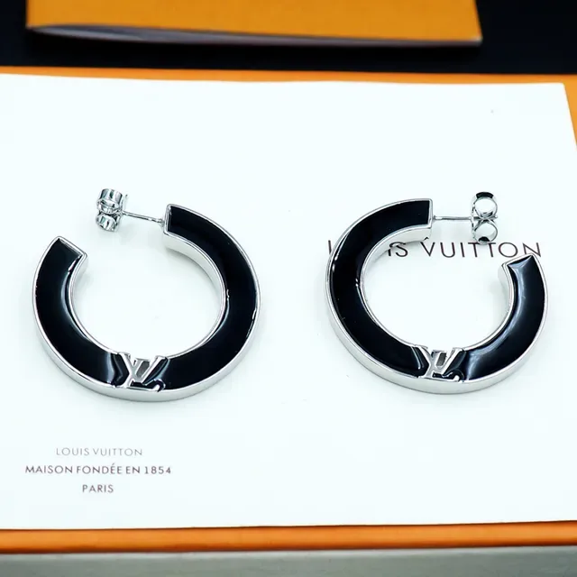 Black and Gold-Tone C-Shaped Hoop Earring 5