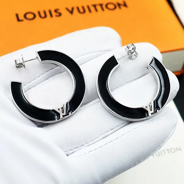 Black and Gold-Tone C-Shaped Hoop Earring 7