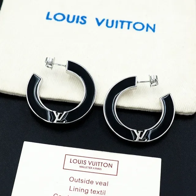 Black and Gold-Tone C-Shaped Hoop Earring 9