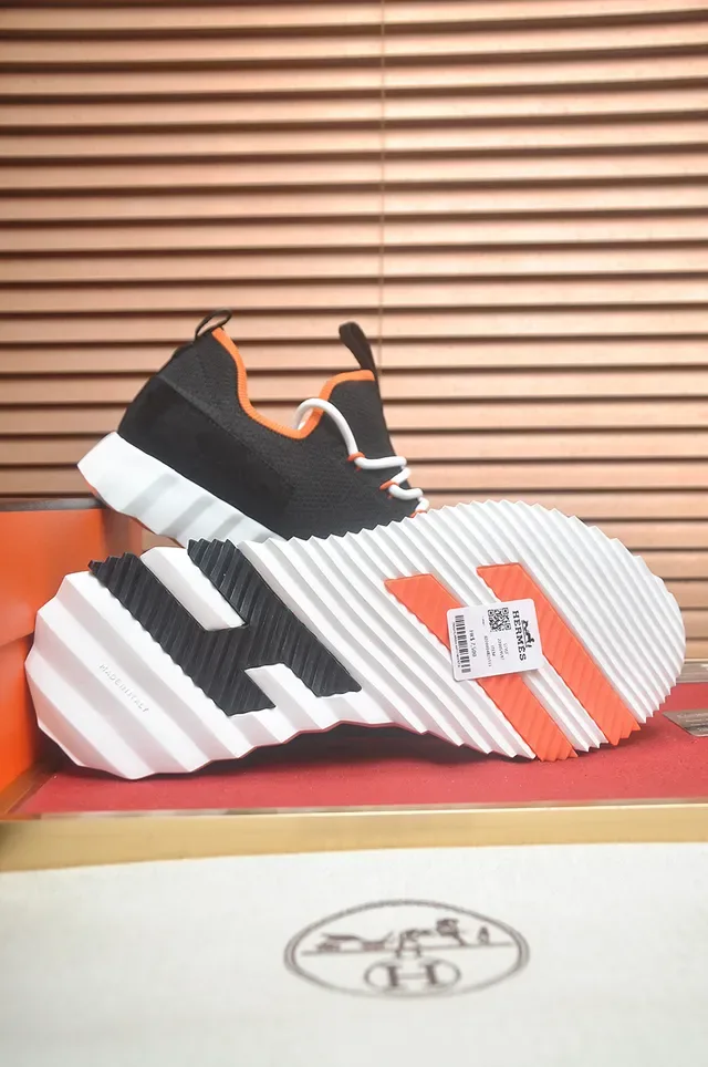 Black and Orange Knit-Suede Lifestyle Sneaker 3