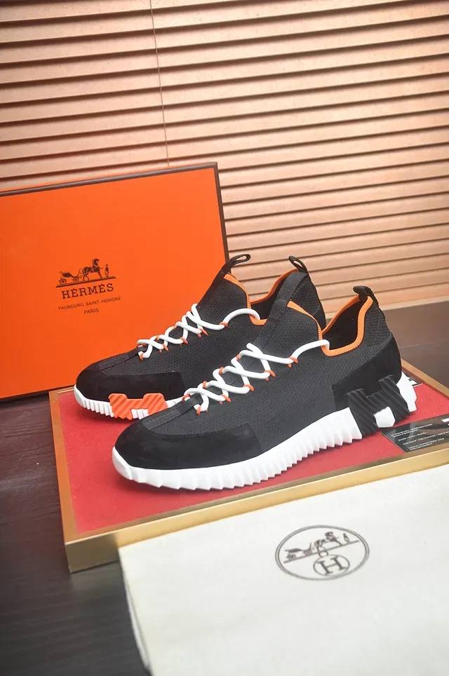 Black and Orange Knit-Suede Lifestyle Sneaker 4