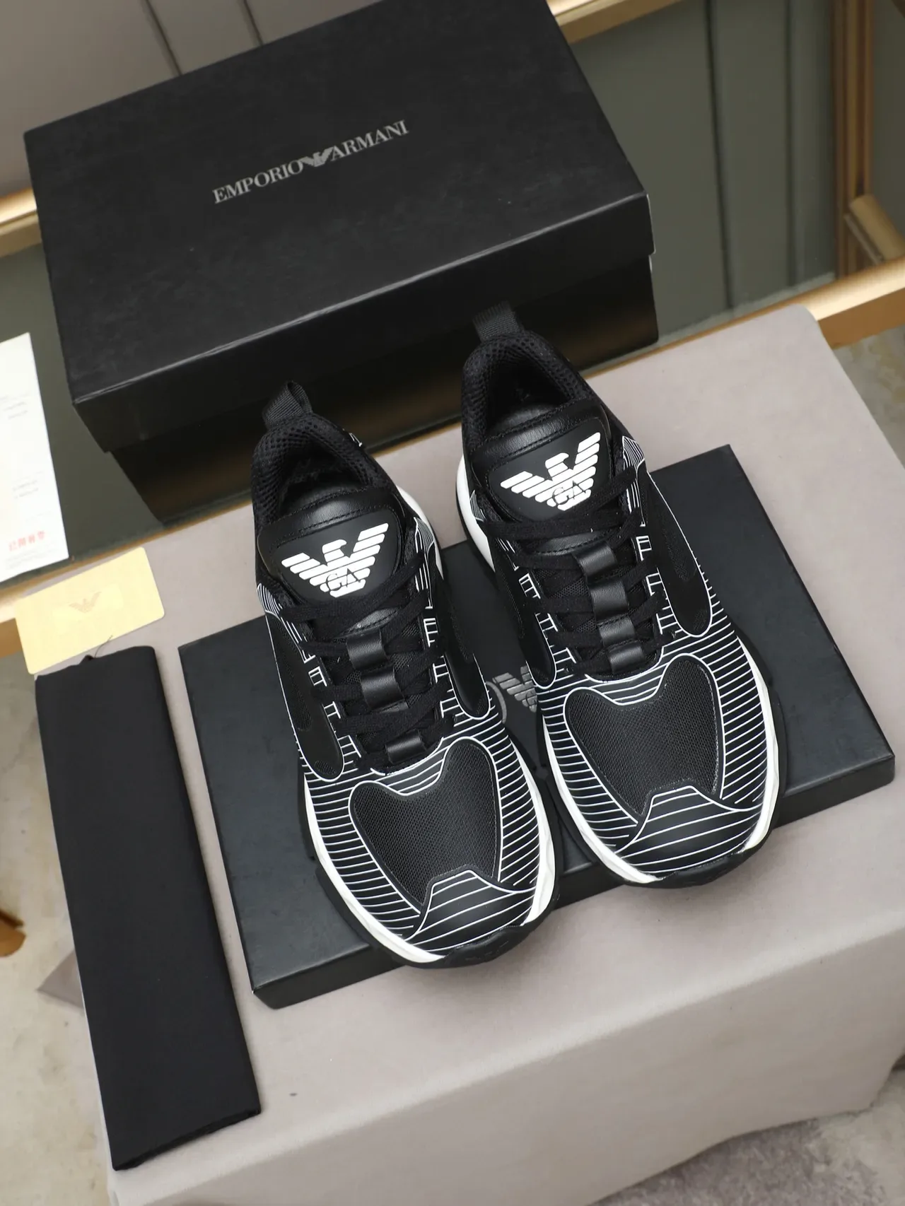 Black and White Geometric Line Pattern Lifestyle Sneaker 2