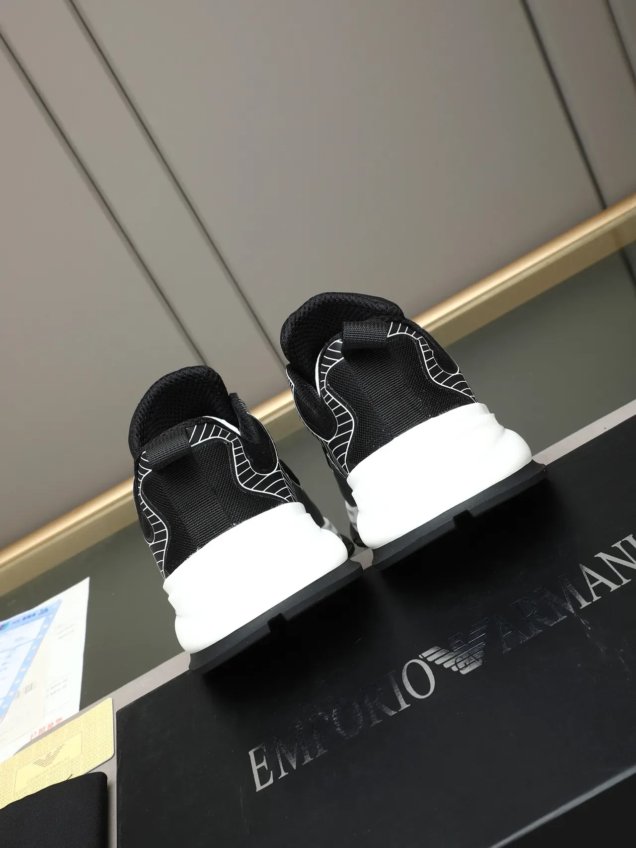 Black and White Geometric Line Pattern Lifestyle Sneaker 3
