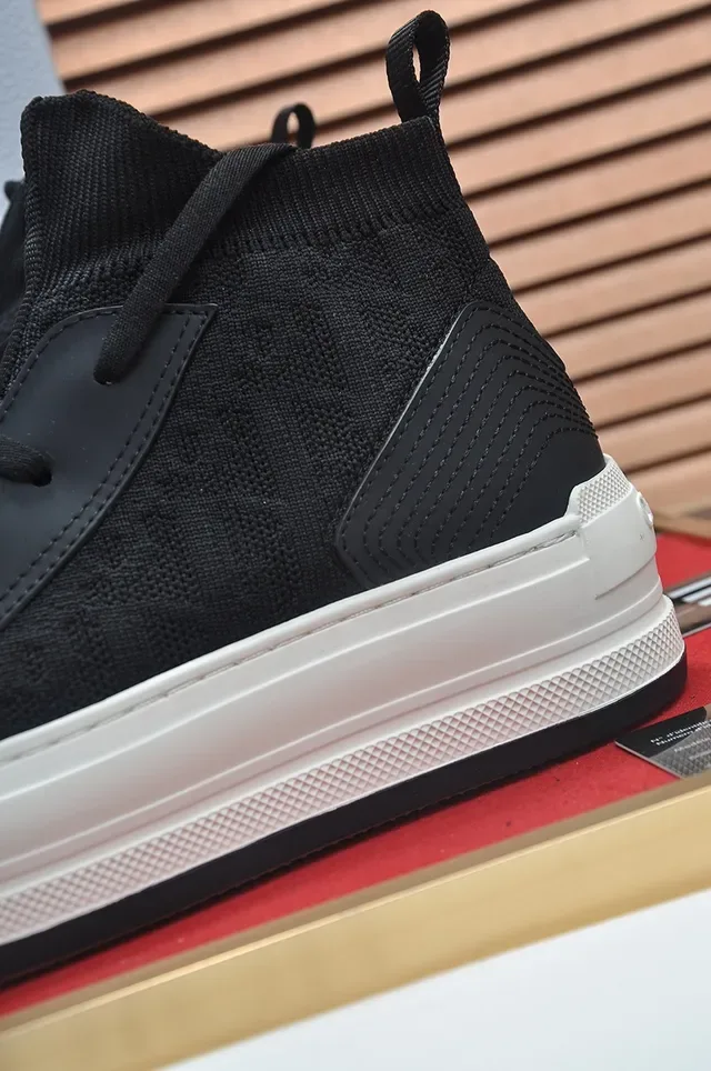Black and White High-Top Knit Sneaker 2