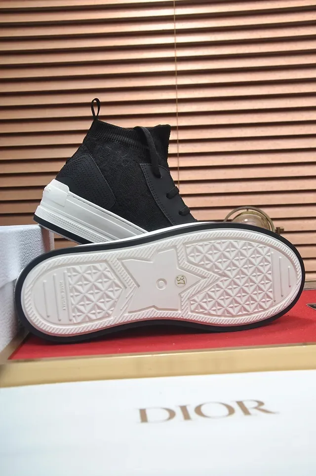 Black and White High-Top Knit Sneaker 3