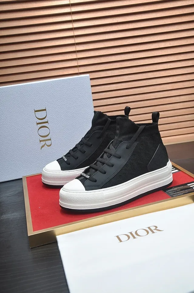 Black and White High-Top Knit Sneaker 4