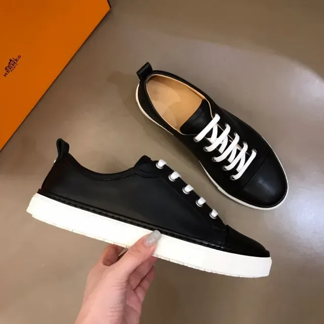Black and White Low-Top Lace-Up Sneaker 2