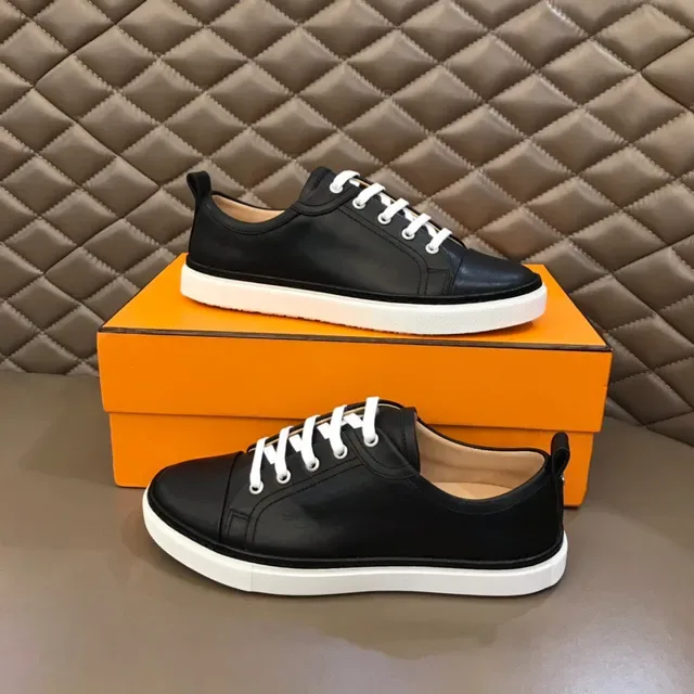 Black and White Low-Top Lace-Up Sneaker 7