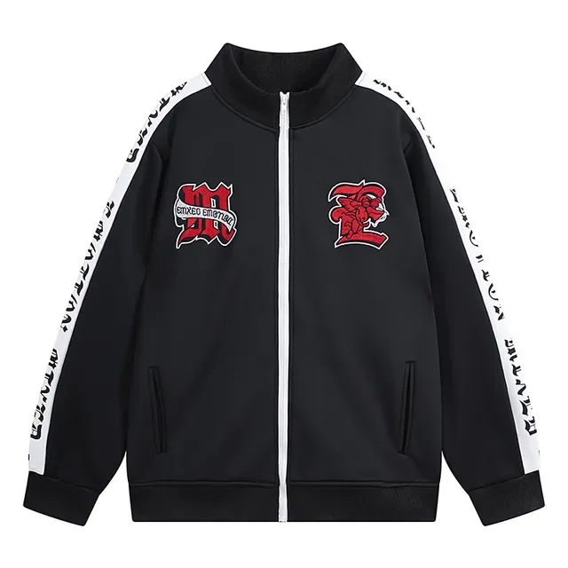 Black and White Stripe Graphic Track Jacket 2