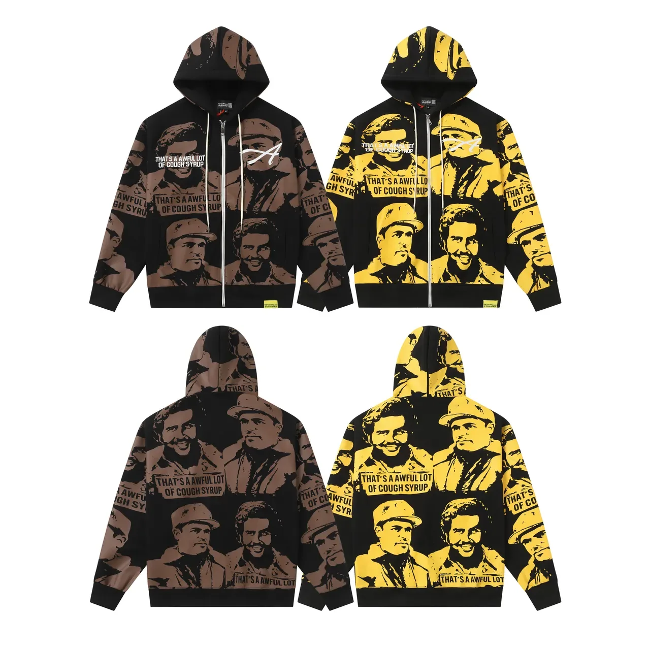 Black and Yellow Graphic Print Hoodie and Sweatpants Tracksuit 3