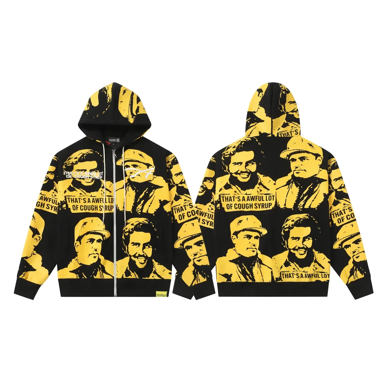 Black and Yellow Graphic Print Hoodie and Sweatpants Tracksuit 6