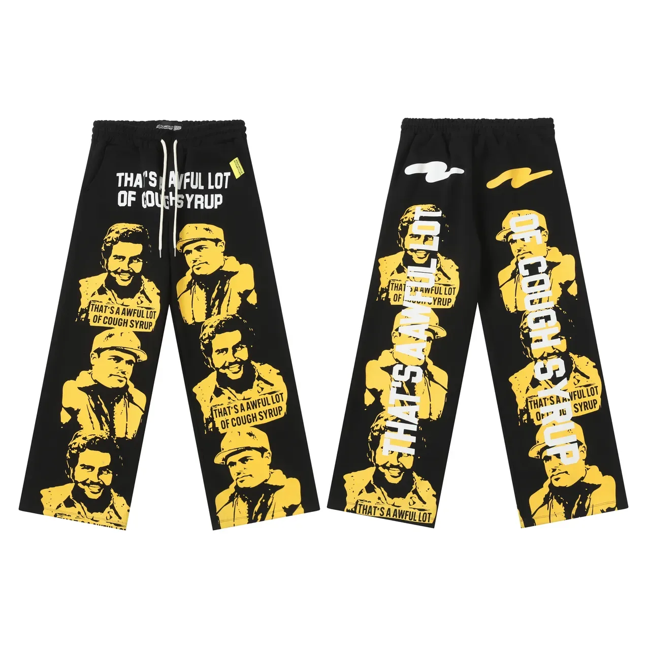 Black and Yellow Graphic Print Hoodie and Sweatpants Tracksuit 7