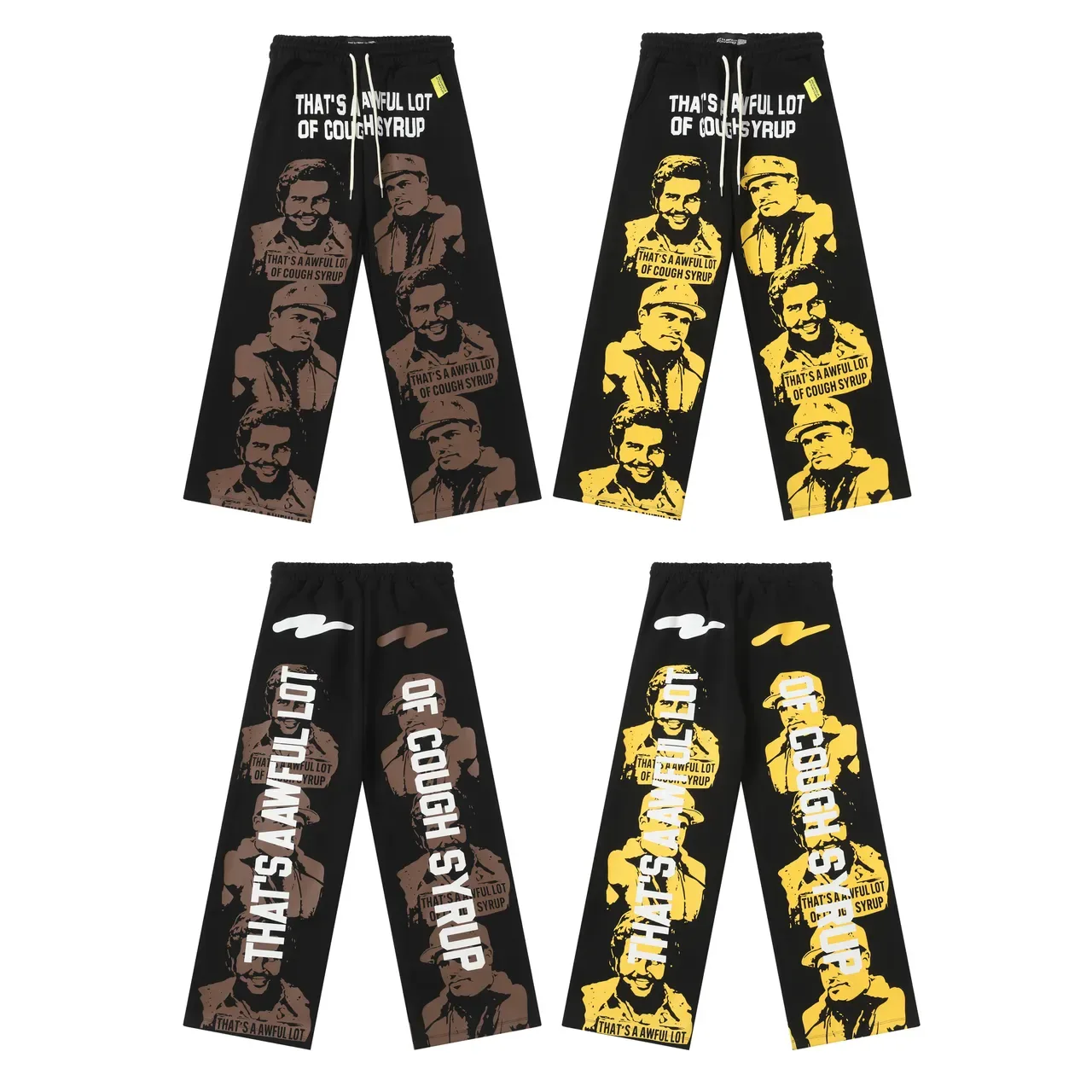 Black and Yellow Graphic Print Hoodie and Sweatpants Tracksuit 8