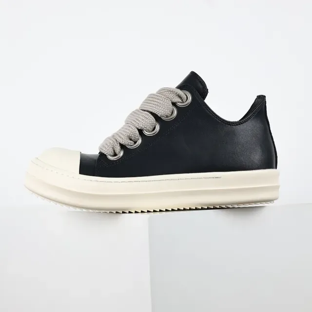 Black Beige Platform Sole Oversized Knitted Laces Sneakers 9