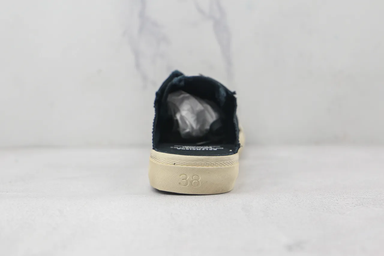 Black Beige Upper Off-White Rubber Sole Canvas Shoes 9