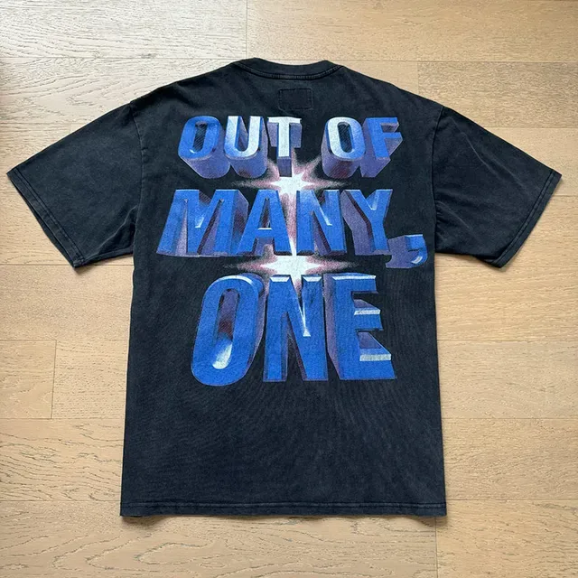 Black Blue Oversized Fit Acid-Wash Distressed T-Shirt 6