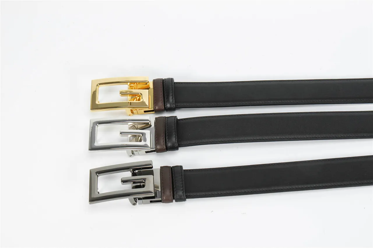 Black Brown Reversible Two-Tone Polished Rectangular Buckle Leather Belt 2