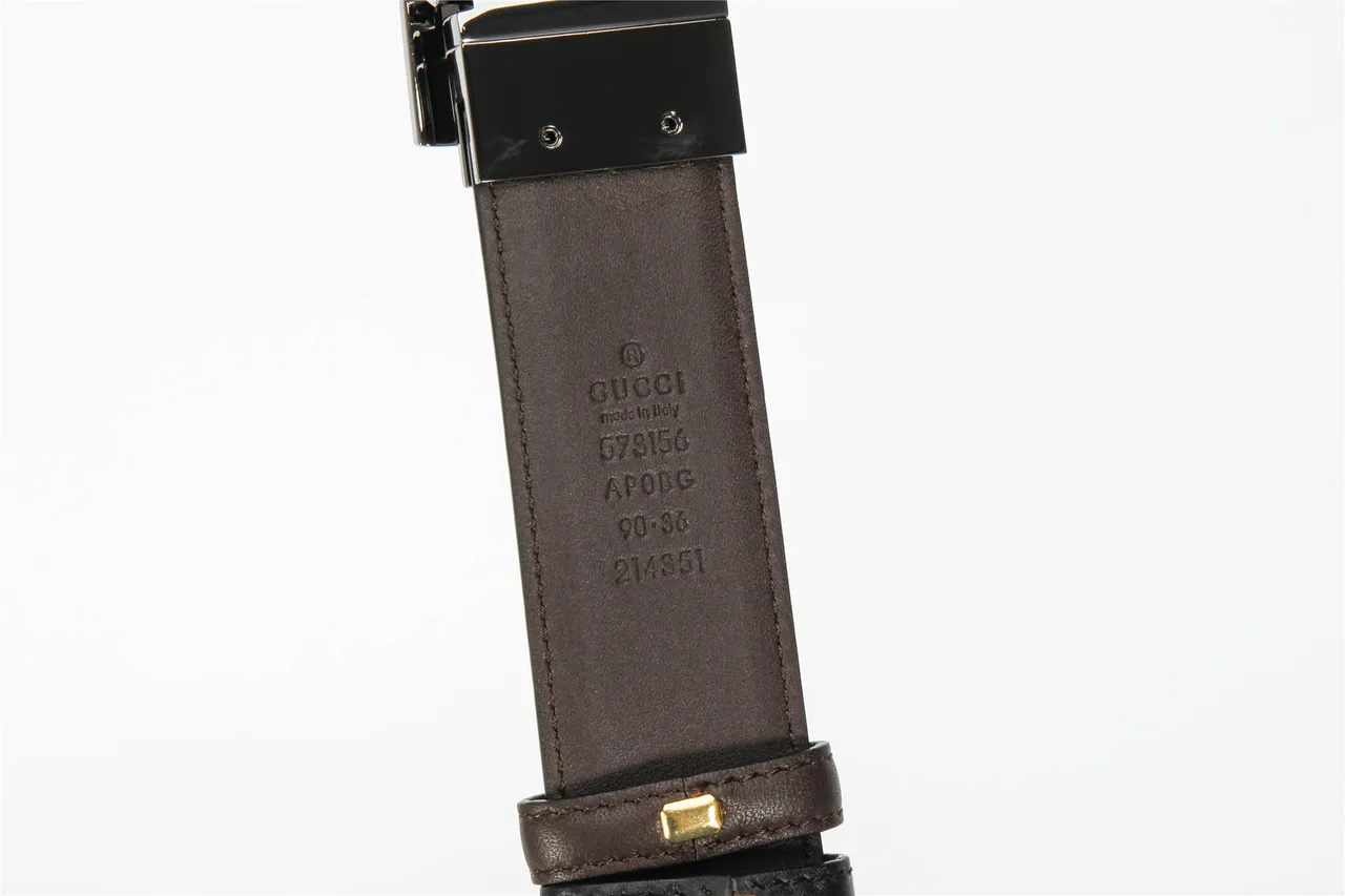 Black Brown Reversible Two-Tone Polished Rectangular Buckle Leather Belt 8