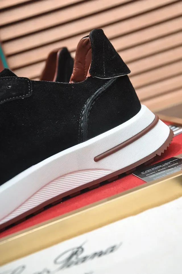 Black Brown Suede Upper White Sculpted Midsole Sneakers 2