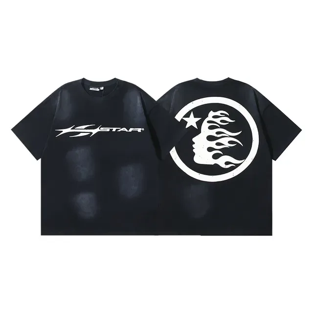 Black Distressed Graphic Print Oversized T-Shirt and Shorts Casual Set 7