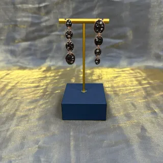 Black Druzy Multi-Tier Oval Drop Earrings
