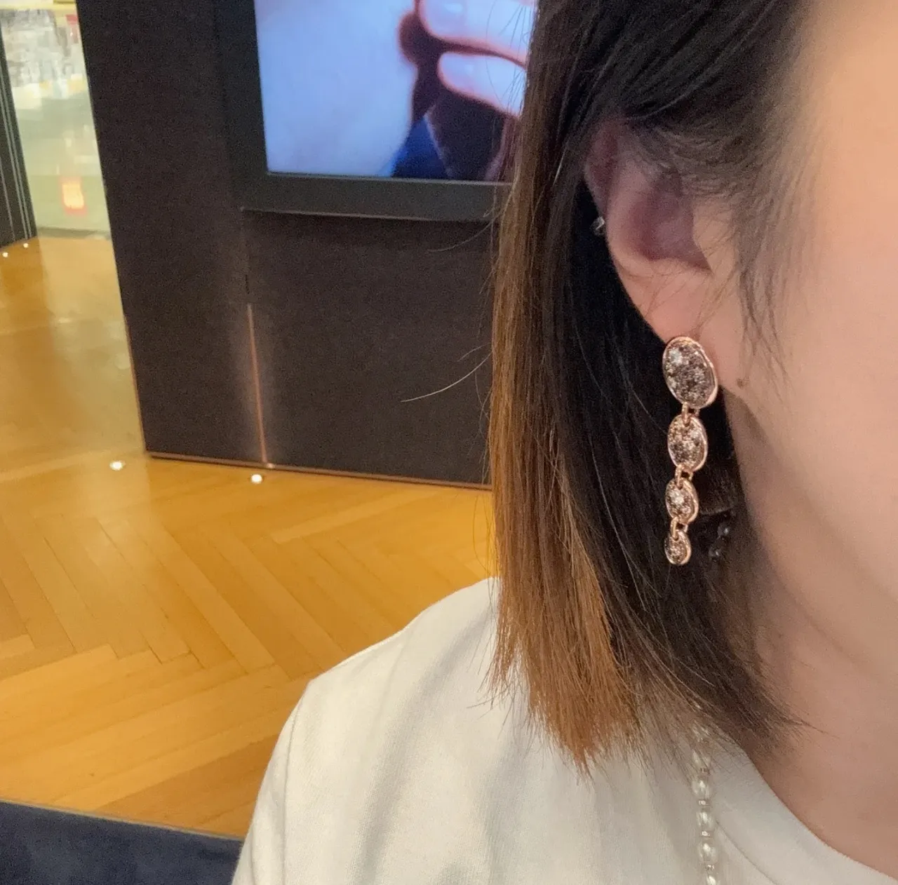 Black Druzy Multi-Tier Oval Drop Earrings 4
