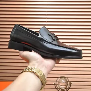 Black Glossy Leather H-Bar Loafer
