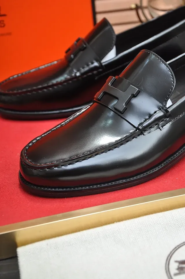Black Glossy Leather H-Bar Loafer 2