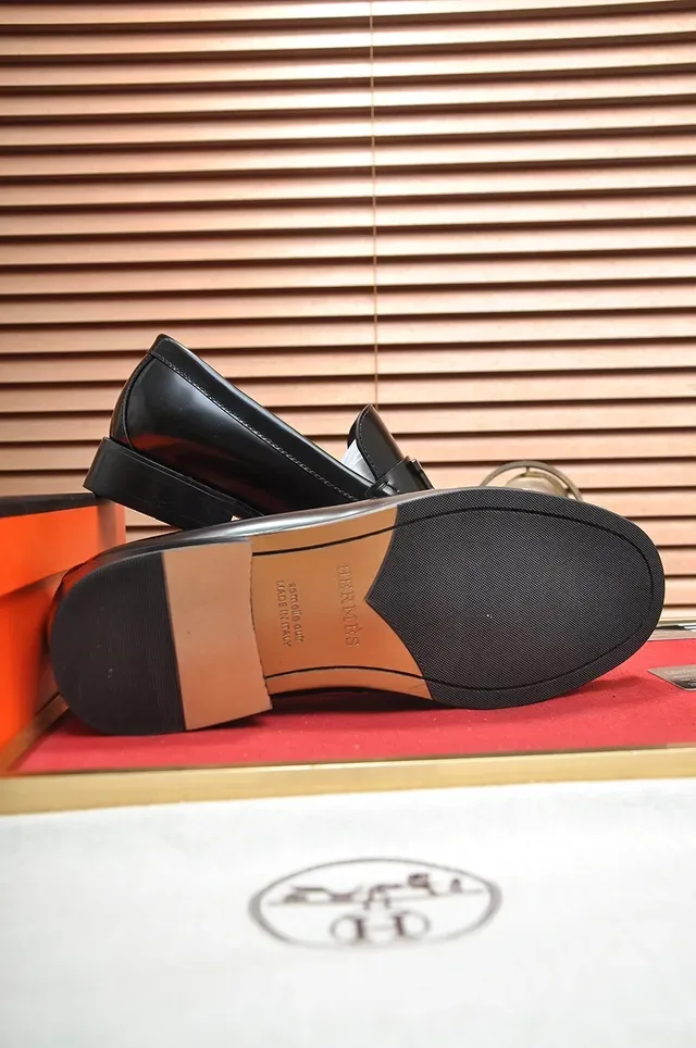 Black Glossy Leather H-Bar Loafer 3