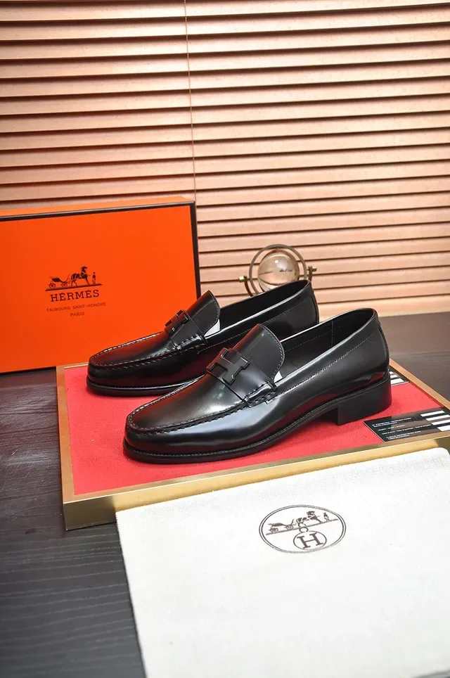 Black Glossy Leather H-Bar Loafer 4