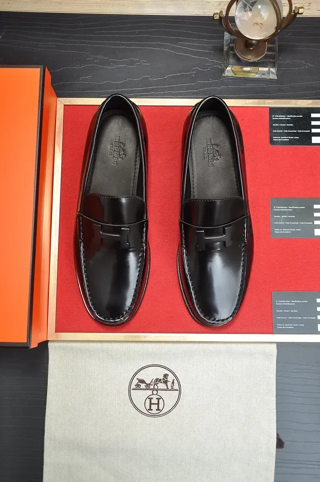 Black Glossy Leather H-Bar Loafer 5