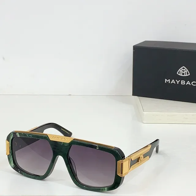 Black Gold Oversized Rectangular Frame Marbled Acetate Temples Sunglasses 8