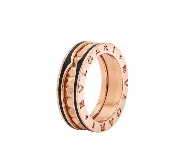 Black Gold Stackable Faceted Geometric Ring 4