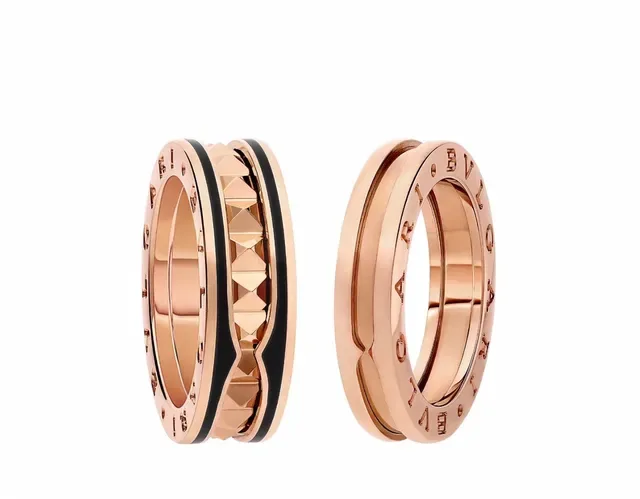Black Gold Stackable Faceted Geometric Ring 5