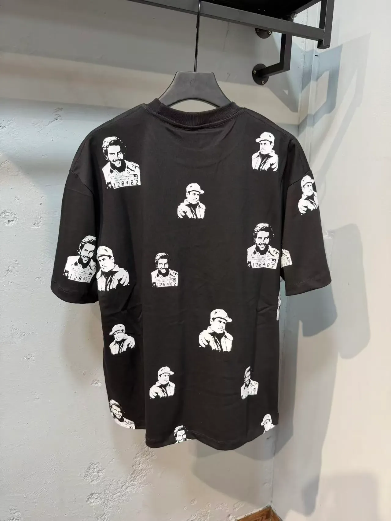 Black Graphic Portrait All-Over Print Crewneck T-Shirt 9