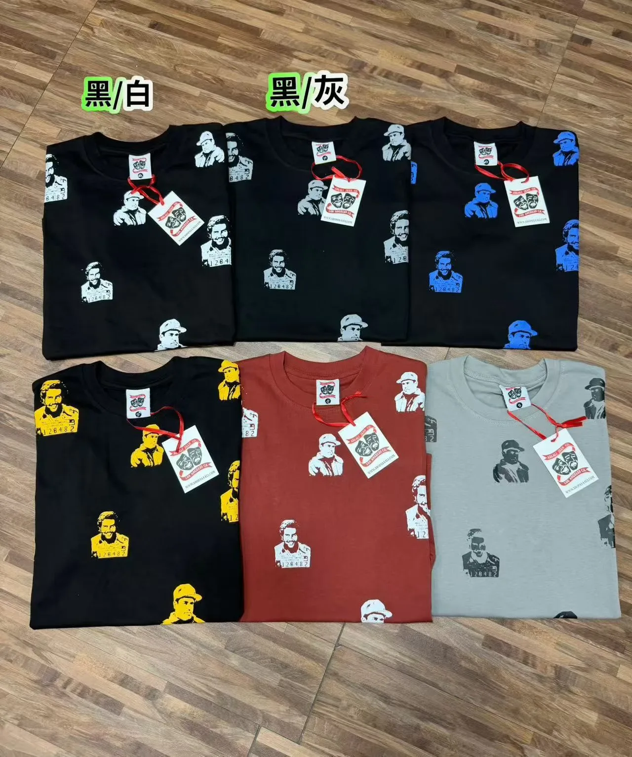 Black Graphic Portrait All-Over Print Crewneck T-Shirt 12