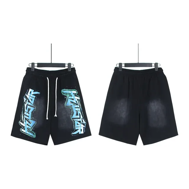 Black Graphic-Print Drawstring Waist Shorts 4