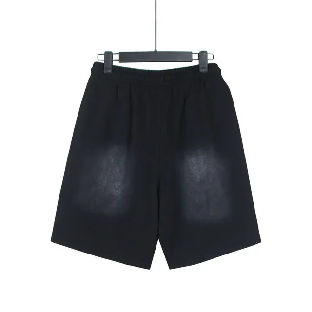 Black Graphic-Print Drawstring Waist Shorts 6