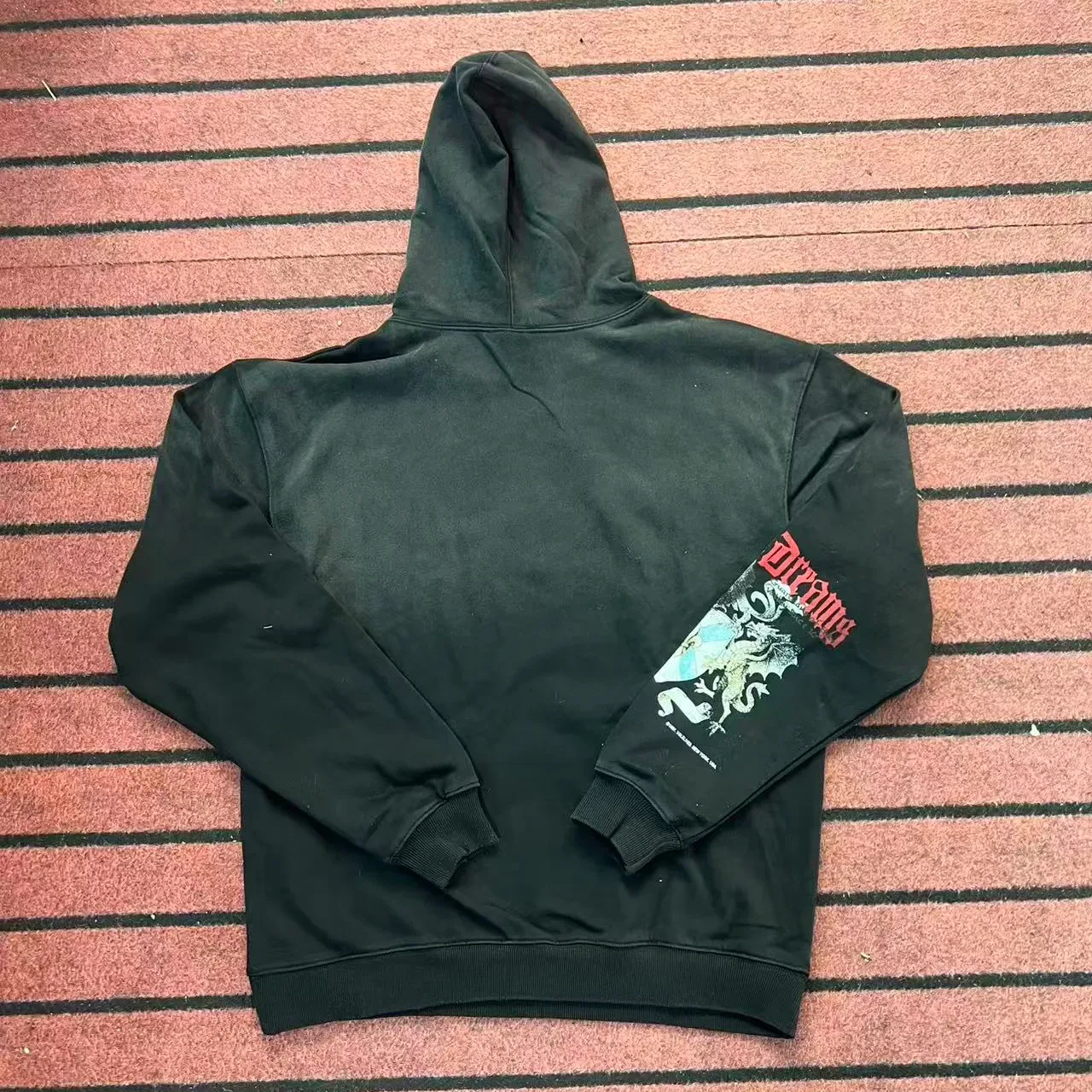 Black Graphic-Print Oversized Hoodie 2
