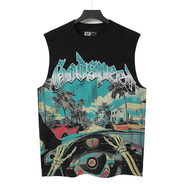 Black Graphic-Print Sleeveless Vest Top 3
