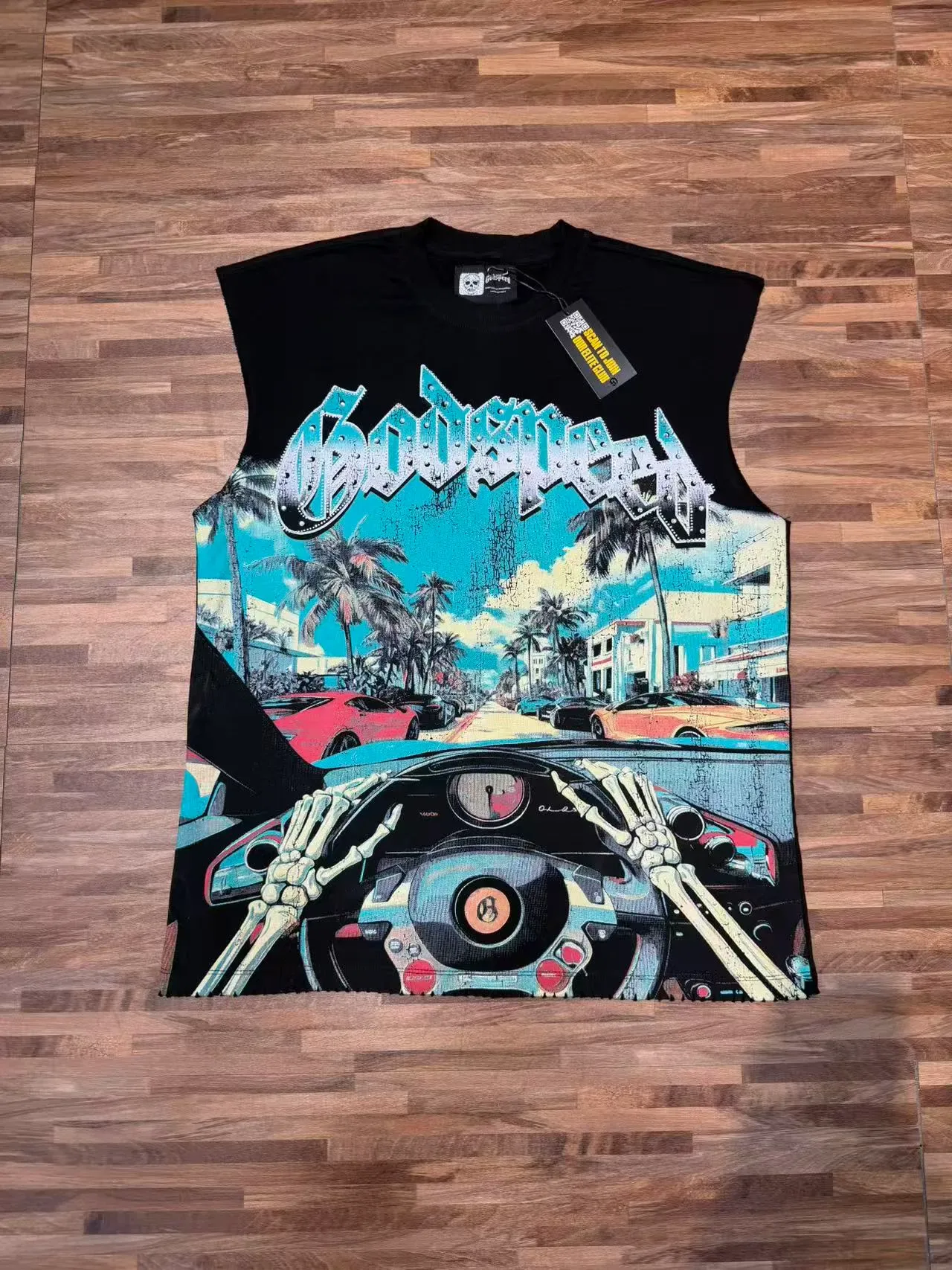Black Graphic-Print Sleeveless Vest Top 5