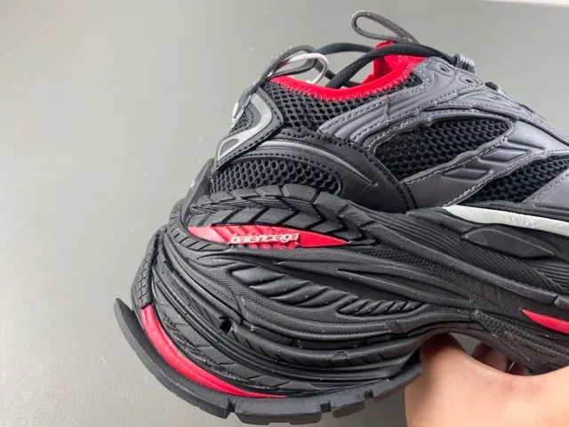 Black Gray and Red Chunky Sole Mesh Sneaker 3