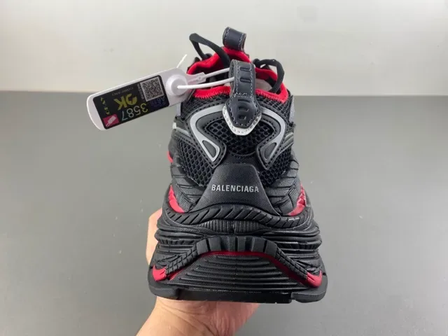 Black Gray and Red Chunky Sole Mesh Sneaker 4