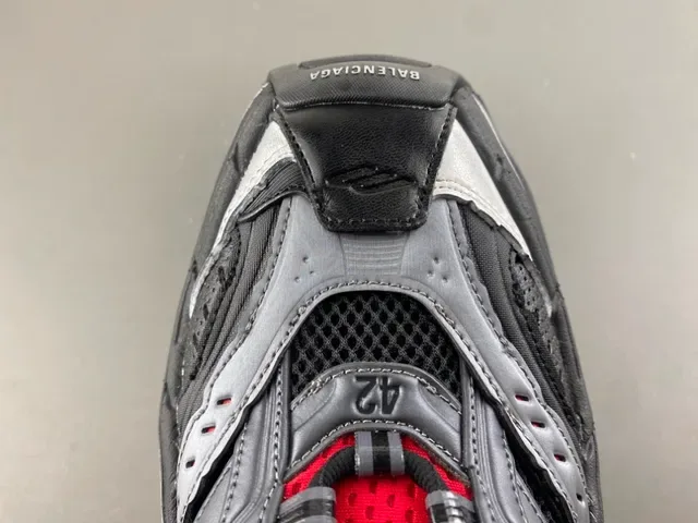 Black Gray and Red Chunky Sole Mesh Sneaker 5