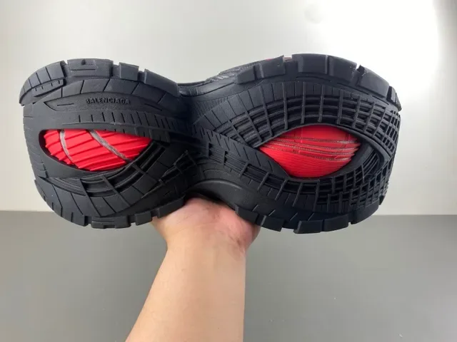 Black Gray and Red Chunky Sole Mesh Sneaker 9