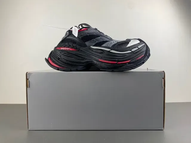 Black Gray and Red Chunky Sole Mesh Sneaker 15