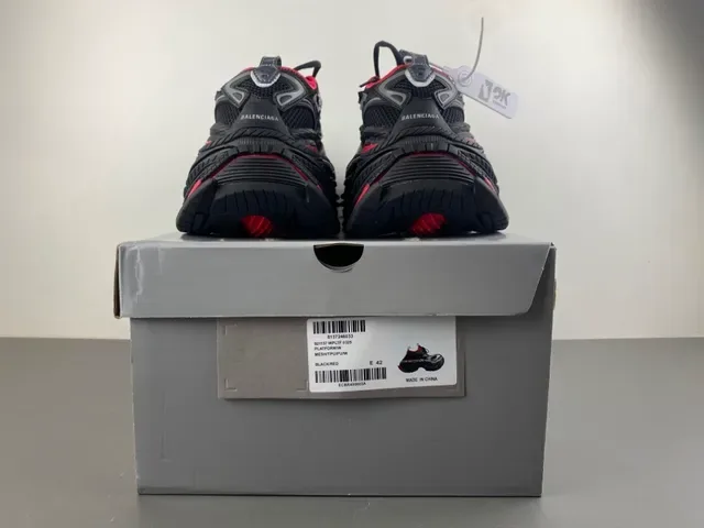Black Gray and Red Chunky Sole Mesh Sneaker 16
